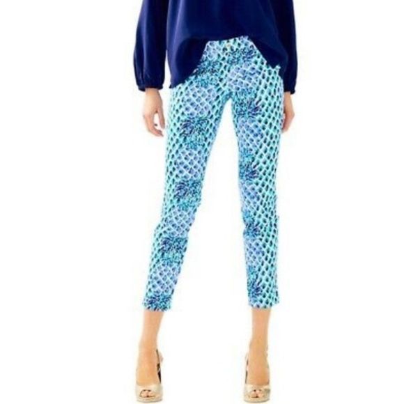 LILLY PULITZER Kelly Skinny Ankle Pant Pineapple Print Size 6 - Picture 2 of 7